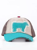 SPARKLE TURQUOISE PIG/STEER CAP
