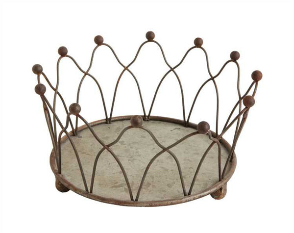 METAL CROWN CANDLE HOLDER/CONTAINER, BROWN